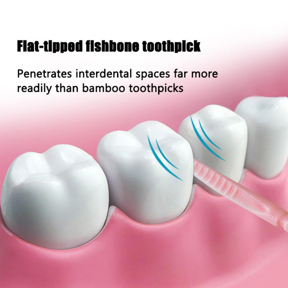 200Pcs/box Plastic Toothpicks Double-headed Disposable Interdental Brush Dental Tooth Flossing Head Oral Hygiene Clean The Mouth