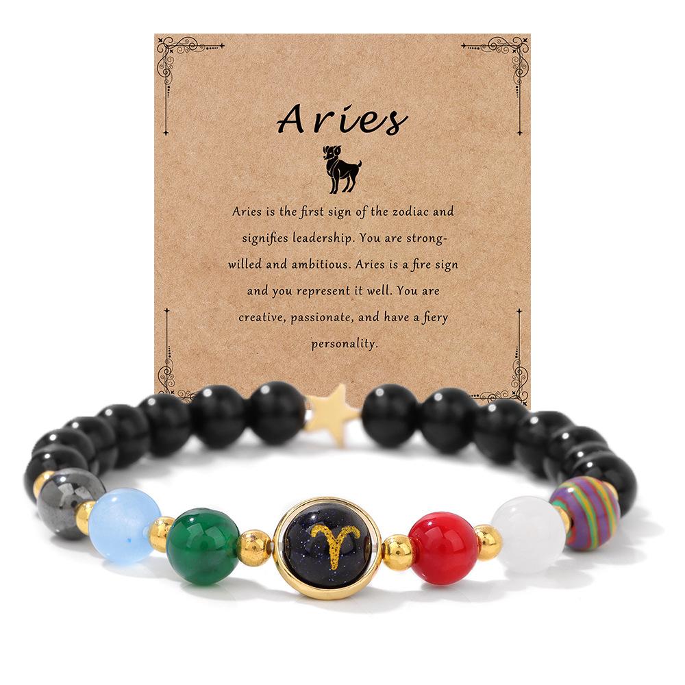 Zodiac Bracelet Bracelets Pisces Leo Virgo Colorful Stone African Beaded Bracelets Women Men Party Style Jewelry Gifts Bracelets