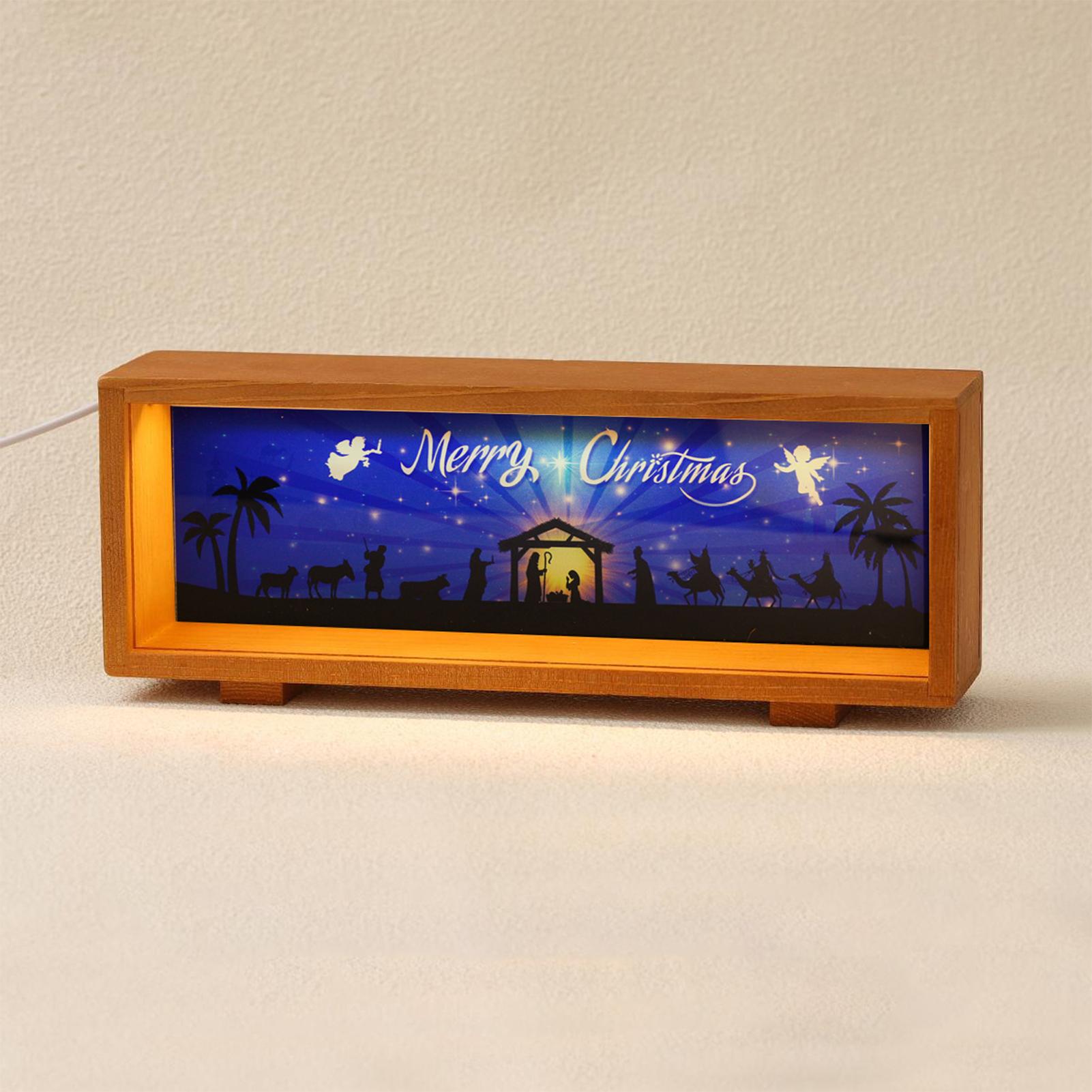 

Nativity Scene Lantern LED Decorative Lamp Wood Christmas Decorations Nativity Scene For Mantel Bedside Table Living Room China Mainland