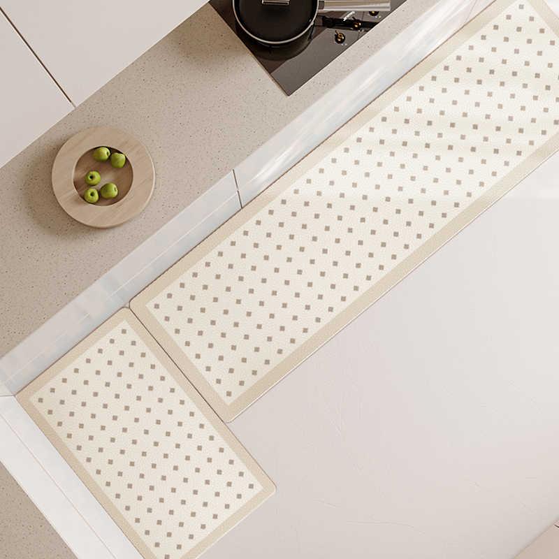 1/2pcs Simple Cream Air Kitchen Floor Mat Non-Slip Easy Maintenance Corridor Carpet Bathroom Entrance Door Mat Home Decor