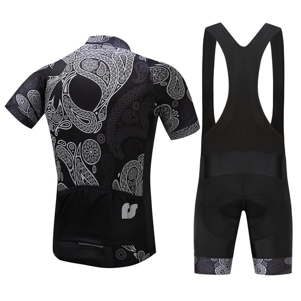 Summer Short Riding Bicycle Cycling Clothing Set Men Sport Jerseys Suits Black Bib Pants