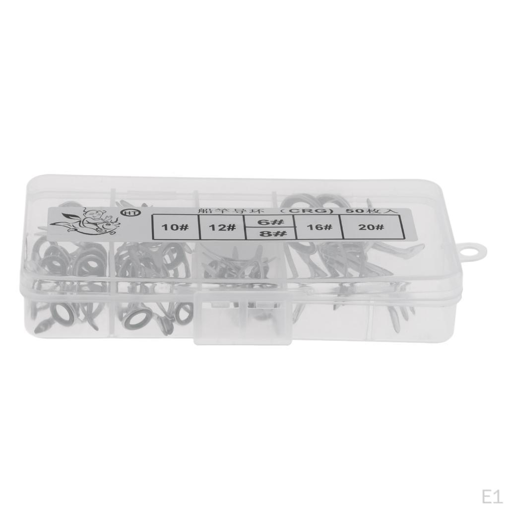 50Pcs Fishing Rod Guides Eye Rings Parts DIY Pole 14mm