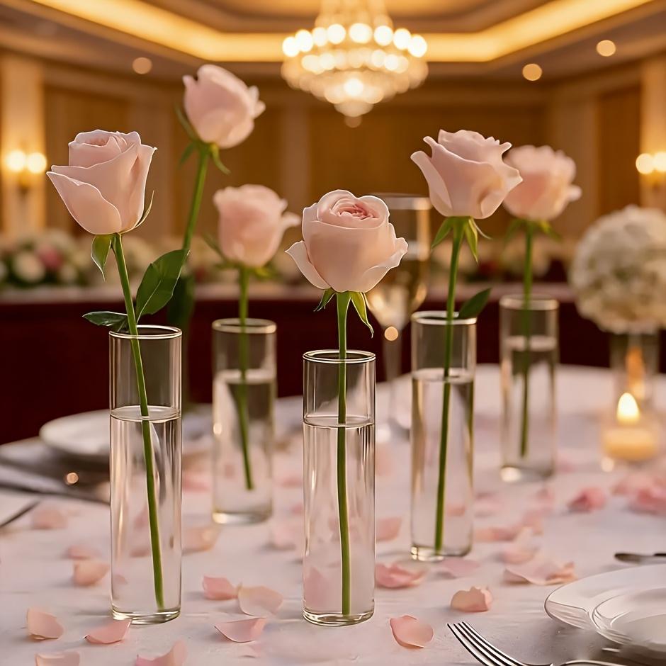 10Pcs Shatterproof Transparent Plastic Cylindrical Vases - Thickened Bohemian Style Party Decoration, Suitable For Various Festivals, Weddings