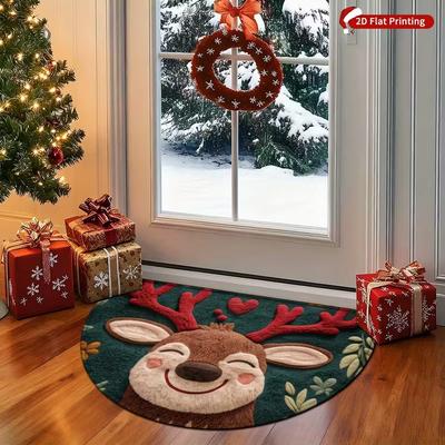 Christmas Reindeer Door Mat - Soft And Slip-Resistant Entry Welcome Carpet For Indoor And Outdoor Home Decoration