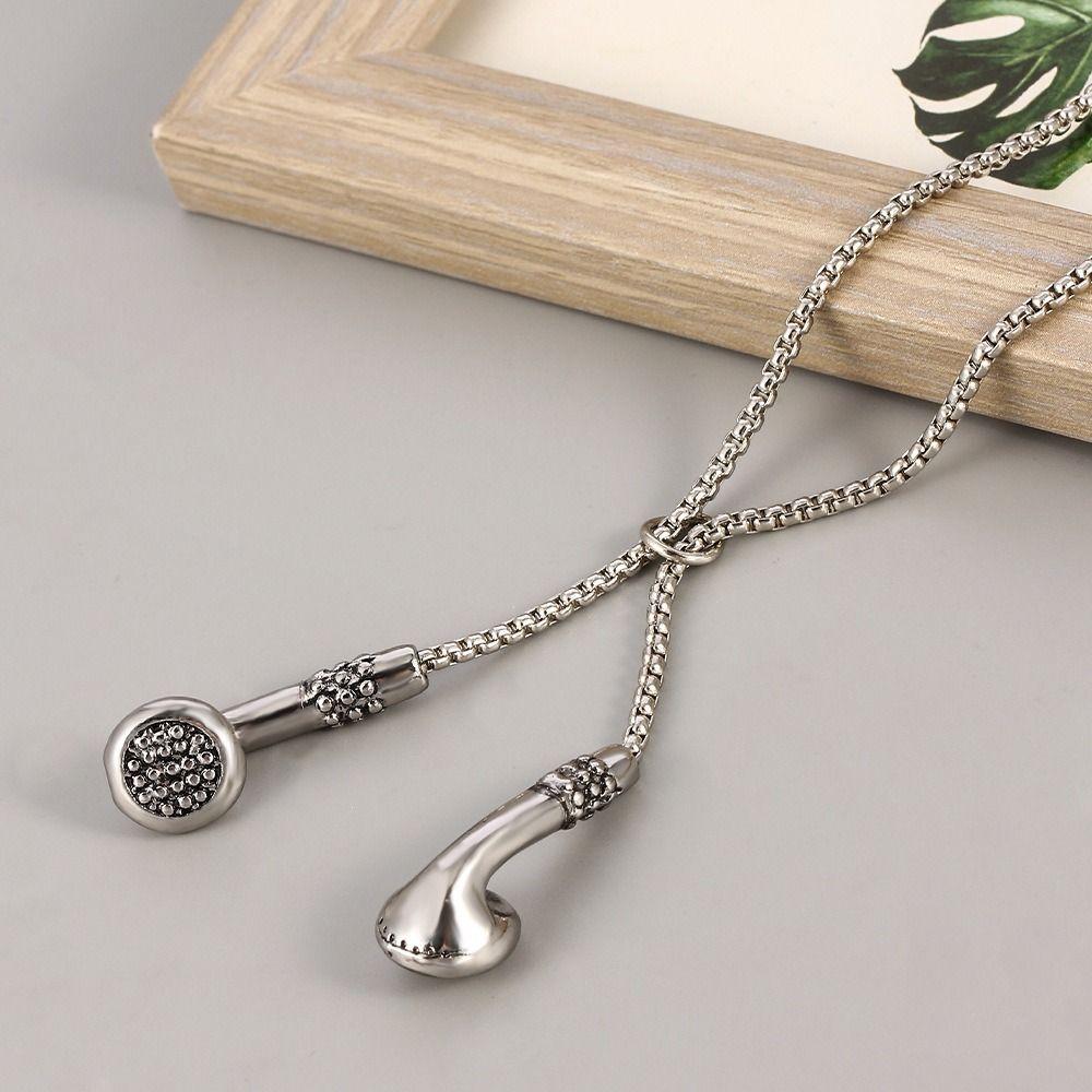 Metal Clothing Accessories Necklace Long Sweater Chain Earphone Pendant Necklace  for Women Men