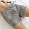 Men's Cotton Boxer Briefs High Waist Casual Plaid Pajama Shorts Plus Size Big Underwear Home Sleep Bottoms M L XL 2XL 3XL