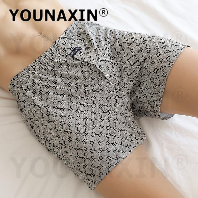 Men's Cotton Boxer Briefs High Waist Casual Plaid Pajama Shorts Plus Size Big Underwear Home Sleep Bottoms M L XL 2XL 3XL