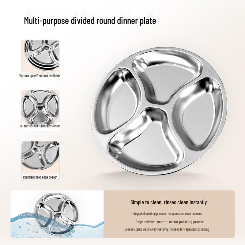 304 Stainless Steel Divided Meal Prep Plate