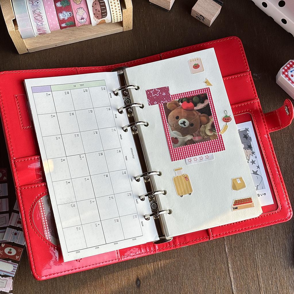 Retro Red Heart Polka Dot A6 Loose Leaf Notebook – Stylish Portable Journal Diary for Students, High Appearance Travel Noteboo