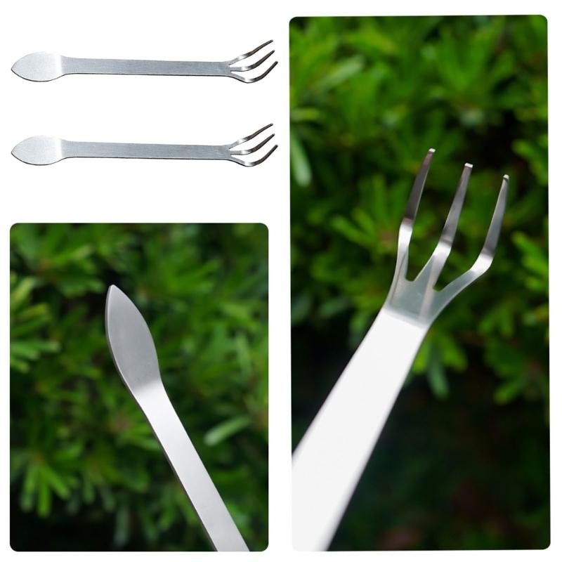 1/2Pcs Multifunctional Stainless Steel Bonsai Rakes 3 Prong Root Rakes for Soil Loosening and Transplanting Garden Tool