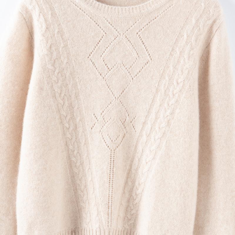 Women's Cashmere Sweater Qinghe Cashmere 30% Cashmere 70% Wool Autumn and Winter Cashmere Pullover Soft and Warm