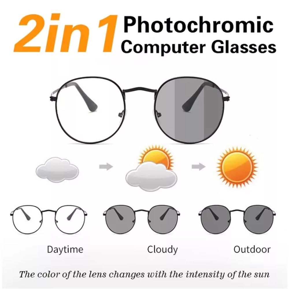 Photochromic Sun Glasses Women Blue Light Glasses 2 In 1 Sun Glasses UV400 Sunglasses for Women