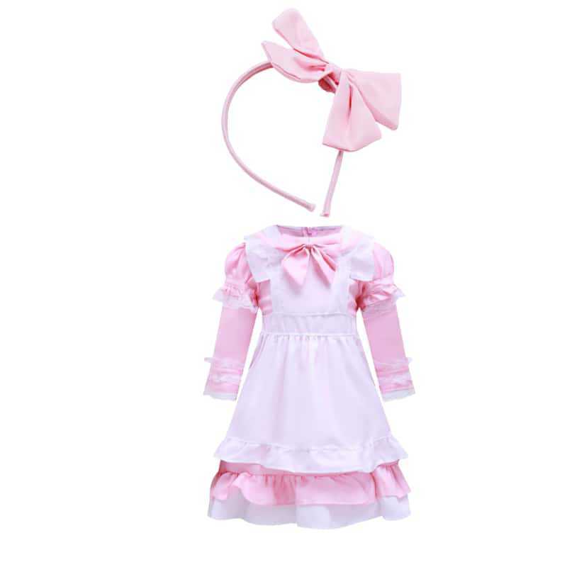 

Princess Maid Dress For Girls With Bow And Lace Design For Halloween Up Dress ChildM розовый