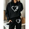 Combination Of Love And Butterfly Printed Y2K Women'S Hoodies Set Drawstring Fleece Hoody Clothing