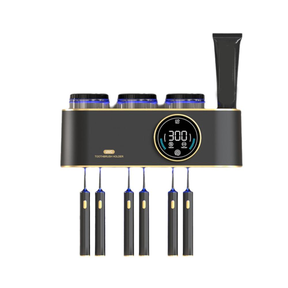 

No Punching Smart Toothbrush Rack Plastic Disinfectant Toothbrush Holder for Home чёрный