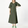 Ladies Summer New Fashion Casual Loose Short Sleeve V-neck Color Long Vest Dress