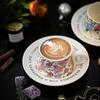 Creative flower ceramic coffee cup and saucer combination set high-value mug latte art afternoon flower tea cup