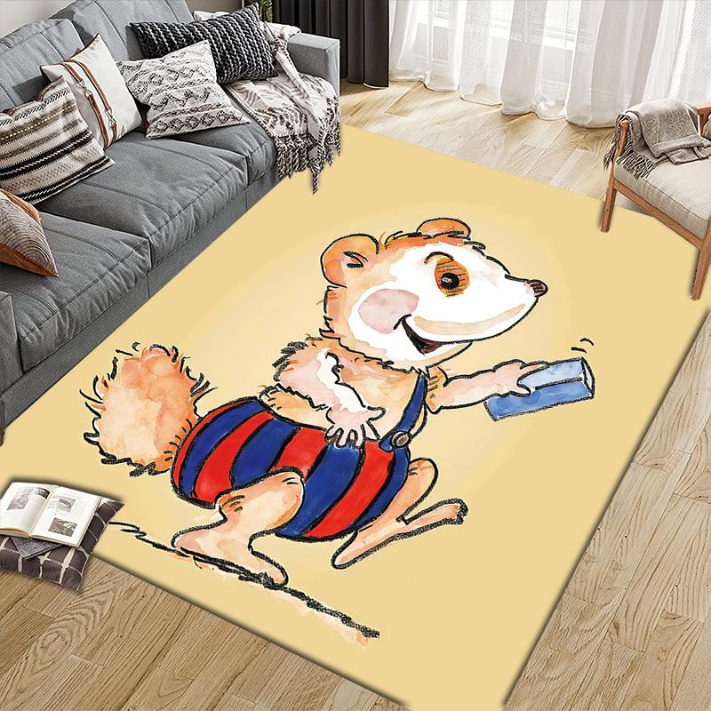 Bobo Siebenschläfer Flannel Pattern Square Carpet,Area Rug,Carpet Rug for Living Room Bedroom Sofa Playroom Decor,Non-slip Floor Mat