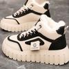 Fleece High-top Dad Shoes for Women 2025 Winter New Ins Trendy Student Casual Little White Shoes Heightened Thick-soled Korean Version