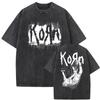Washed Vintage Rock Band Korn Freak on A Leash Double Sided Print T Shirt Men Gothic Casual Oversized Tees Unisex Summer Tshirt