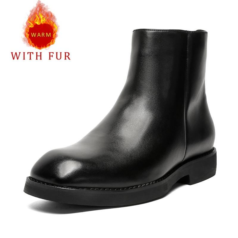 

Fashion Black autumn and winter men s boots Classic and versatile design Fashion Party Daily Business Office Outdoor Warm Leather Shoes 44