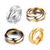 Conjunto Trio de Anéis Femininos em Aço Inoxidável Moda Minimalista Três Cores Anéis Empilháveis Joias