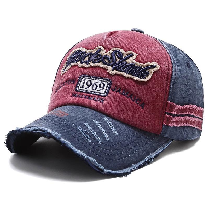 Hat Men and Women Spring and Summer Torn Edge Cowboy Hat Washing Old Baseball Hat Outdoor Sunshade Fishing Hat Trend