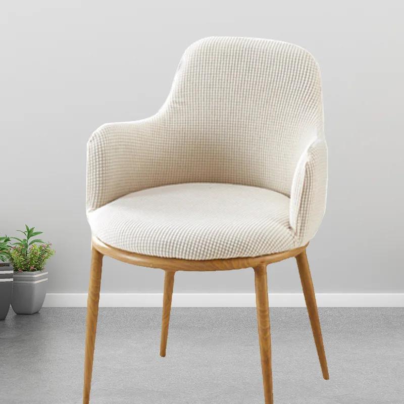 Solid Color High Arm Chair Cover Stretch Dining Chair Slipcover Fundas Para Sillas Makeup Spandex Round Bottom Chair Covers