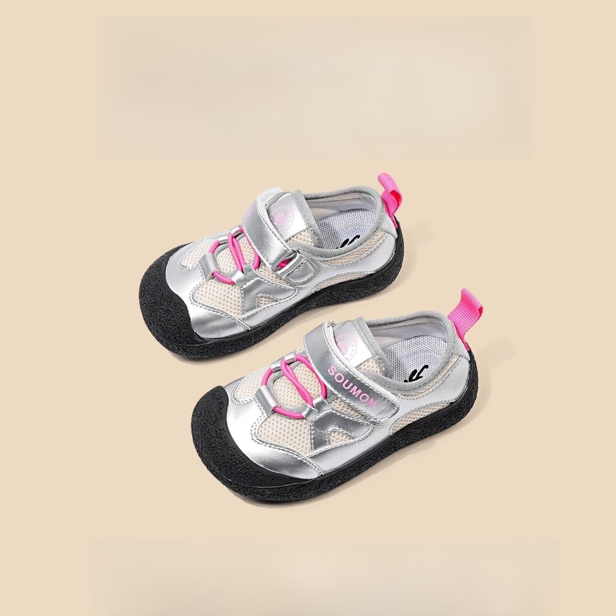 

Children s mesh breathable sports shoes spring and autumn new girls kindergarten casual shoes boys non-slip soft-soled baby shoes 25 серебряный