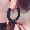Sparkle Hoop Earrings For Women Punk Rock Big Crystal Black White Color Personality Retro Exaggeration Fashion Jewelry Kae157