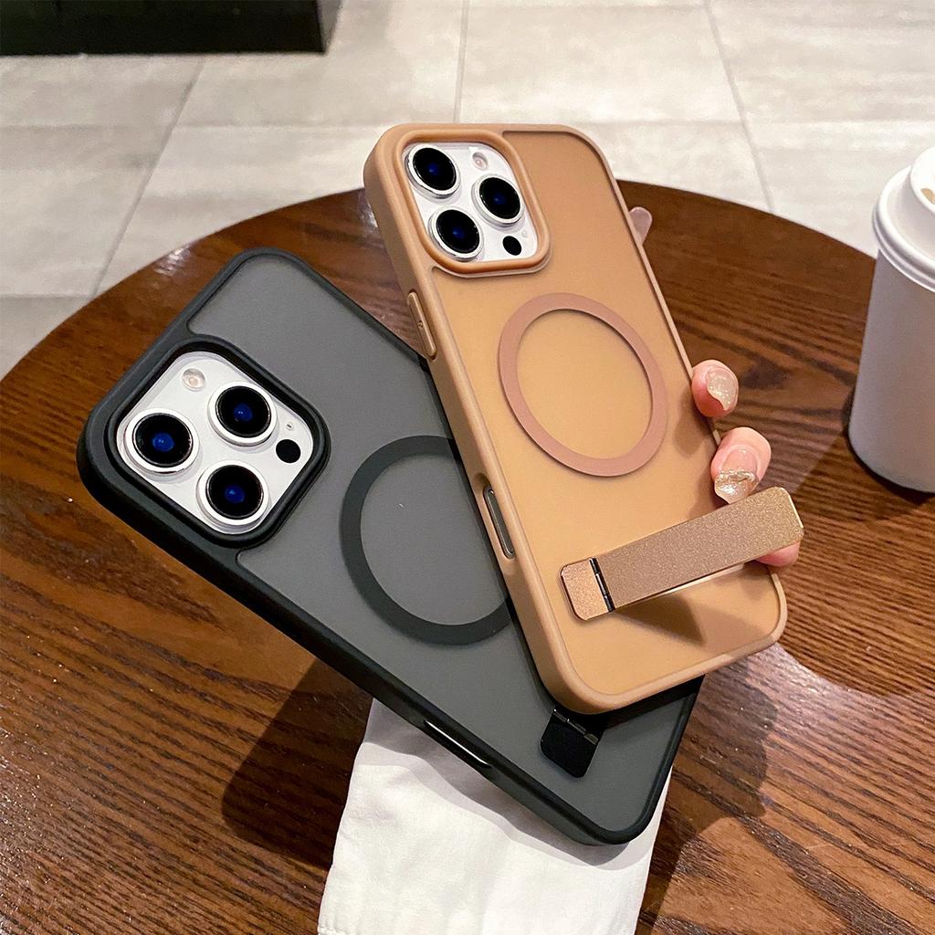 One-line Stand Mobile Phone Case, High-end, Non-yellowing, Magnetic Suction for Girls, Apple Mobile Phone Protective Case