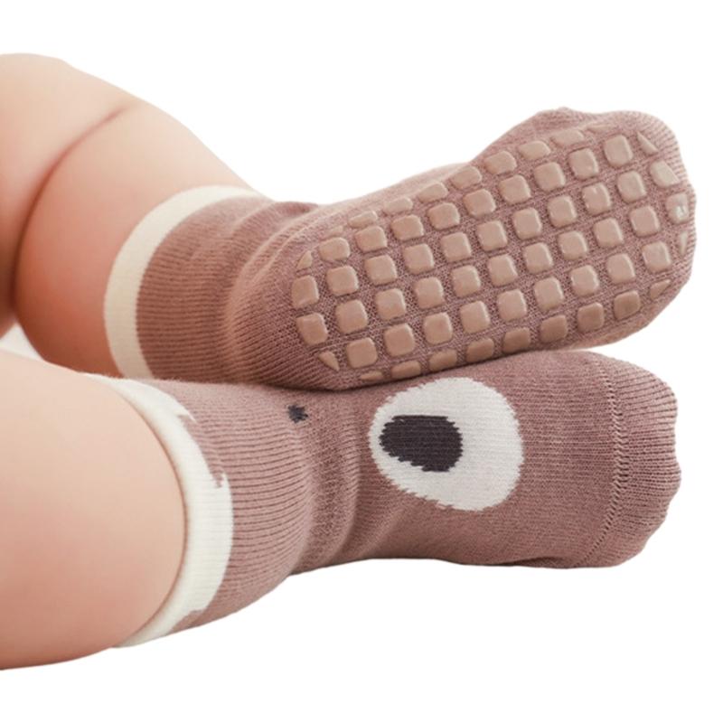 

Baby Non Slip Ankle Socks with Anti Skid Soles for 0-5 Years Infants Toddlers Cute Cartoon Boys Girls Floor Socks M коричневый