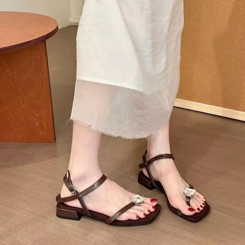 Fashion Krazing Pot Cow Leather Flip Flops Low Heels Elegant Summer Shoes Chic Concise Slingback Party Dating Party Modern Women Sandals