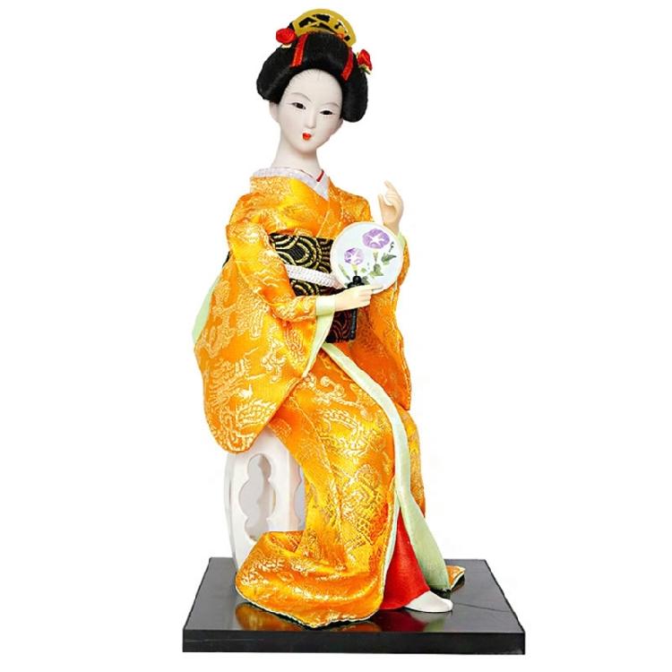 Elegant 12Inch Geisha Dolls with Detailed Painting and Clorhing Japanese Kimono Figure for Cultural Display Ornament