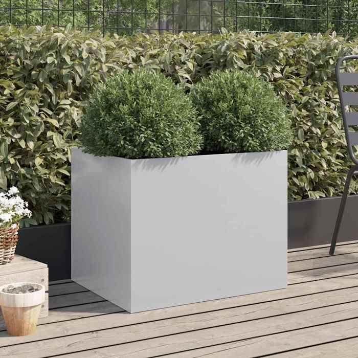 VidaXL Jardinière, Lit Surélevé, Bac à Fleurs, Pot de Plantes, Boîte à Fleurs Jardin Patio Terrasse, Argenté 62x47x46 cm 841606