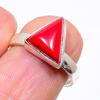 Italian Red Coral Gemstone 925 Sterling Silver Jewelry Ring Size Adjustable KJ-396