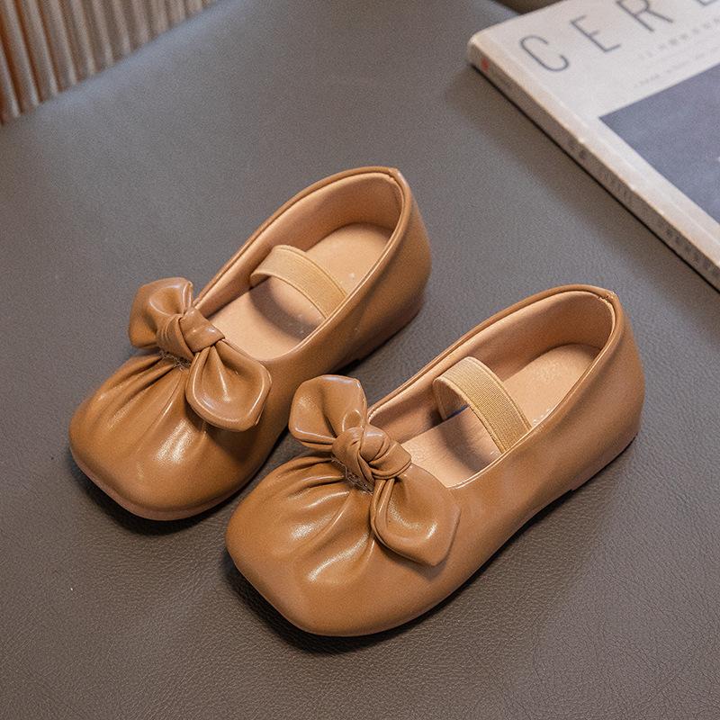 Spring Leather Shoe New Simple Versatile Girl Shoes Comfort Casual Sweet Kid Shoes Exquisite Retro Soft Sole Flat Princess Shoe