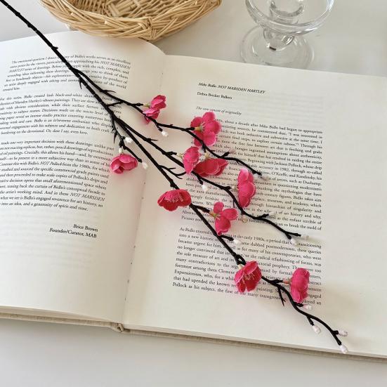 Artificial Plum Blossom Branch Fake Cherry Blossom Stems 21" Long Stem Faux Silk Flower for Wedding Home Office Bedroom Party Table Centerpiece