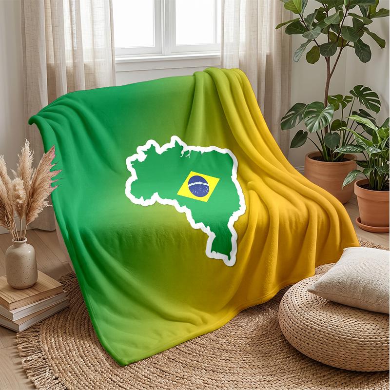 Coperta in Flanella Stampata Calcio Brasile Amica della Pelle Calda Decorativa Plaid per Divano Letto Interno Uso Quotidiano