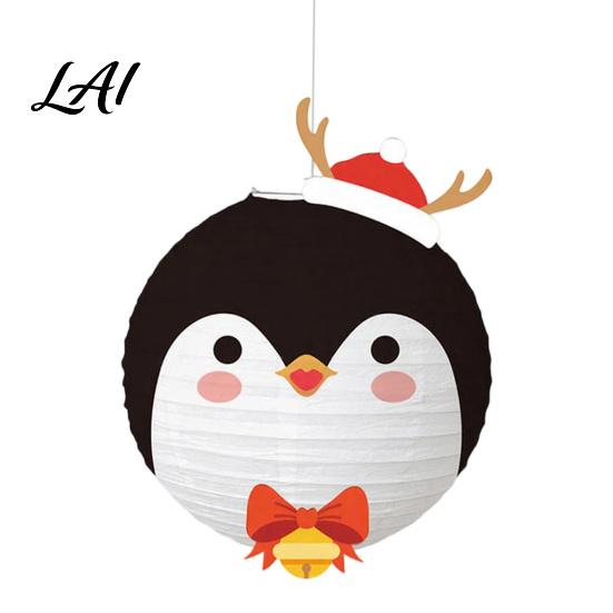 Sturdy Metal Frame Paper Lanterns Christmas Lantern Cute Gingerbread Man Snowman Elk Pattern Ceiling Hanging Collapsible Decorative 12 Inch
