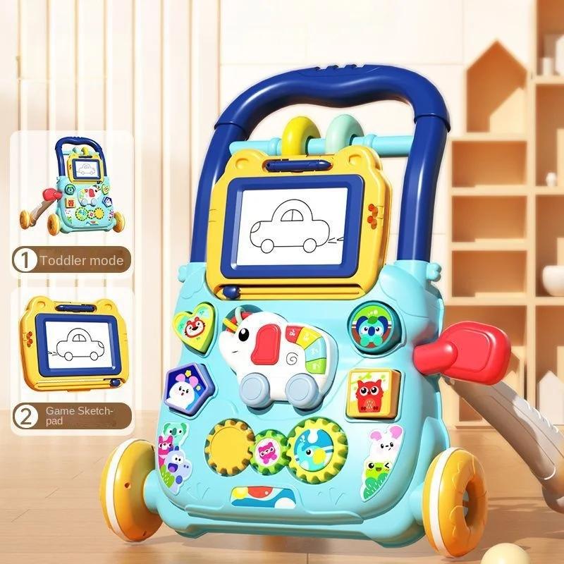 Poussette pour bébé Poussette pour bébé apprenant à marcher Jouets de poussette Musique et peinture Marcheur Anti-renversement Marcheur multifonctionnel Cadeaux pour bébé