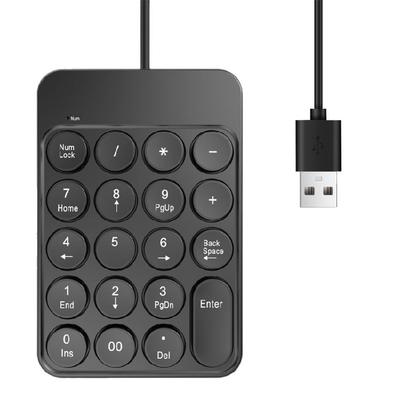 USB-Ziffernblock-Tastatur 19 Tasten Nummernblock Kabelgebundener Ziffernblock für Laptop PC Computer Notebook Große Druckbuchstaben