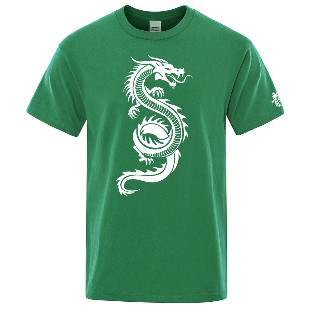 2025 Unisexs Summer Comfortable Tshirt Chinese Dragon Printing Casual Breathable Ordinary Short Sleeve Round Neck Top