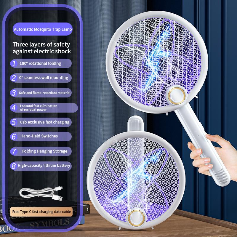 

2 в 1 Бытовая 180 Поворотная Складная USB Перезаряжаемая Электрическая Мухобойка Ракетка Лампы-Уничтожители Насекомых с УФ Светом