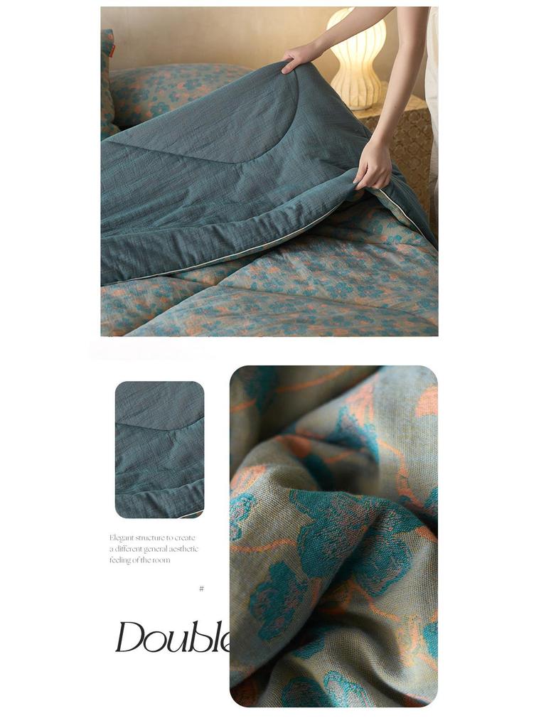 2026 A-Class Cotton Double Layer Jacquard Summer Quilt 4-Piece Set - Breathable, Non-Stuffy, Machine Washable Bedding