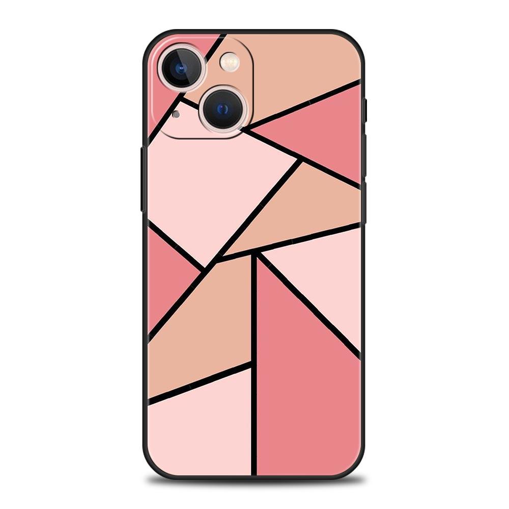 Color Geometry Marble Luxury Phone Case For iPhone 16 13 15 14 12 11 Pro MAX XR X SE XS 7 8 Plus Soft TPU Shockproof Cover