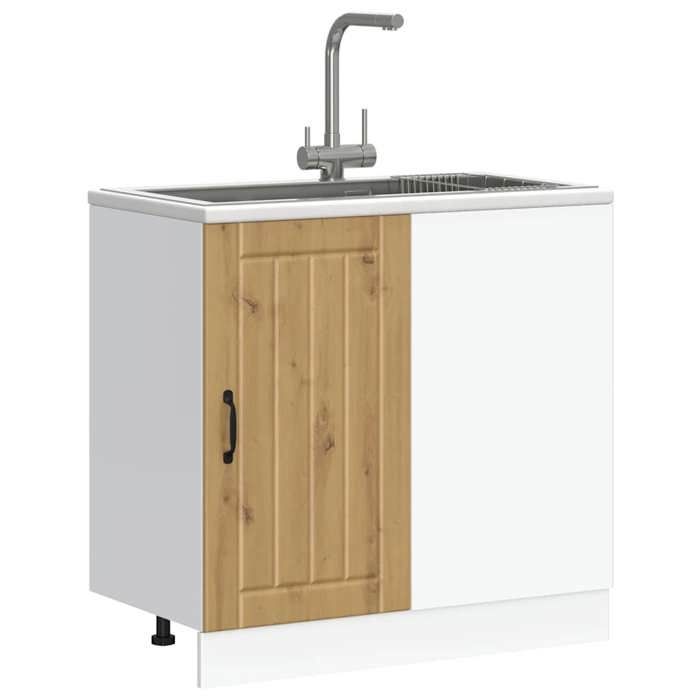 VidaXL Meuble de base de lavabo Lucca chêne artisanal bois ingénierie, meuble bas de cuisine, meuble bas à tiroir de 854317
