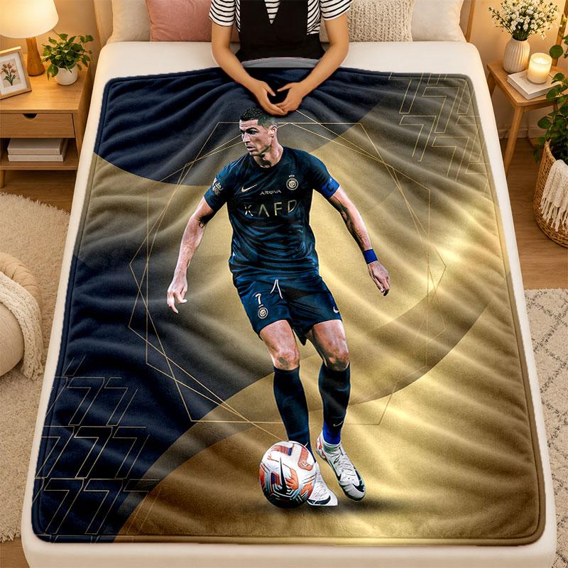 Flannel BlanketCristiano Ronaldo Warm Soft Throw Blanket for Indoor Sofa Bed Living Room Use