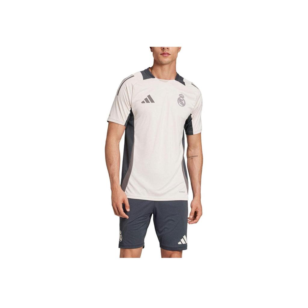 Adidas Real Madrid Tiro 24 Lightweight Breathable Logo Print Short Sleeve Football Shirt Men Tops White IT5134