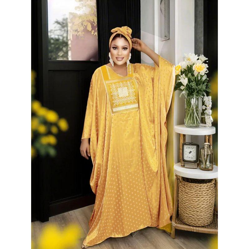 African Ethnic Style Jacquard Large Swing Robe Middle East Women's Clothing V-neck Batwing Sleeve 150.00kg Plus Size Dress Dress